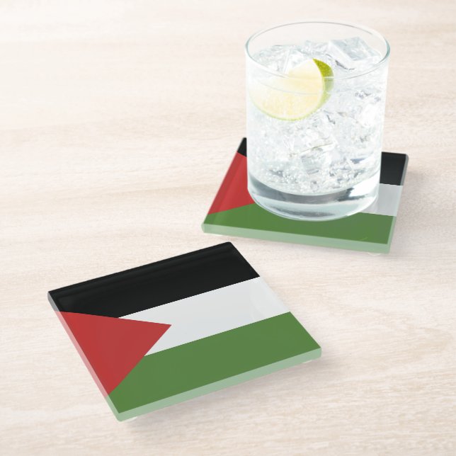 Posavasos De Vidrio Bandera de Palestina (Angular)