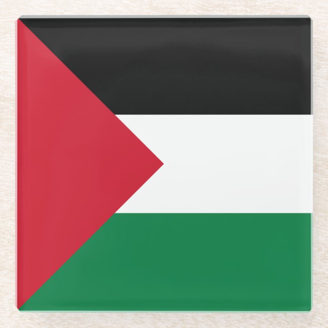 Posavasos De Vidrio Bandera de Palestina (Anverso)