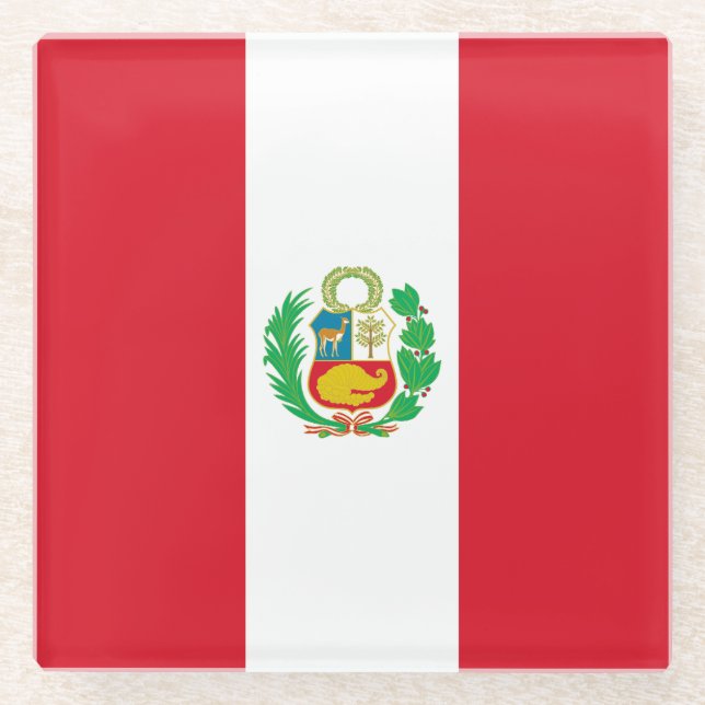 Posavasos De Vidrio Bandera de Perú (Anverso)
