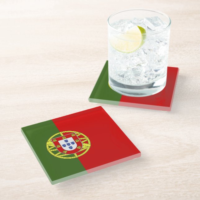 Posavasos De Vidrio Bandera de Portugal (Angular)
