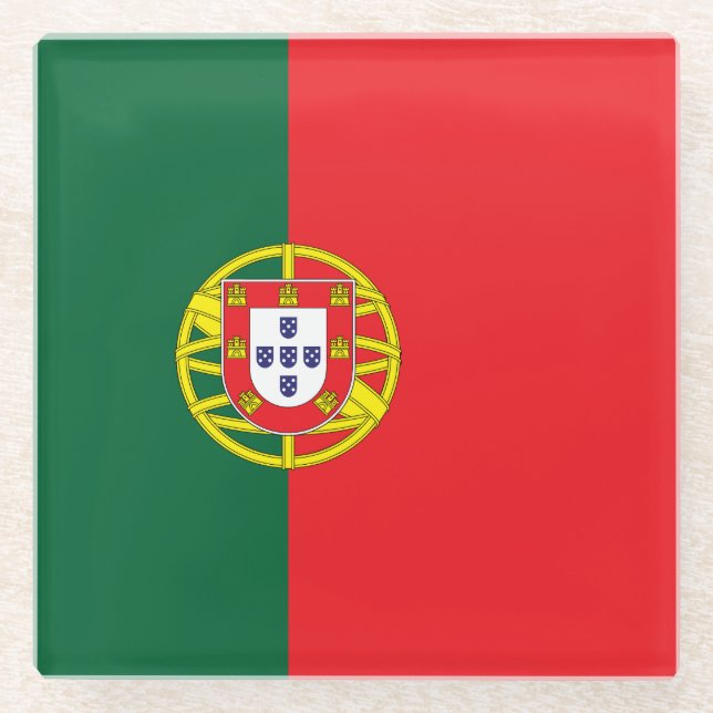 Posavasos De Vidrio Bandera de Portugal (Anverso)