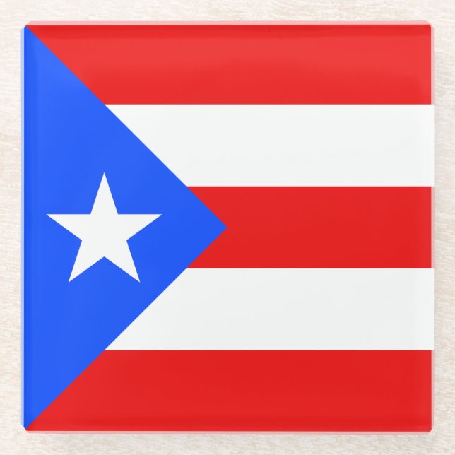 Posavasos De Vidrio Bandera de Puerto Rico (Anverso)