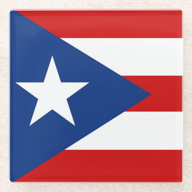 Posavasos De Vidrio Bandera de Puerto Rico (Anverso)