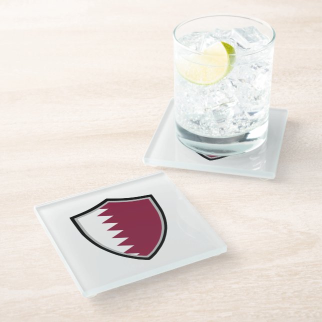 Posavasos De Vidrio Bandera de Qatar (Angular)