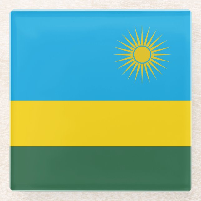 Posavasos De Vidrio Bandera de Ruanda (Anverso)