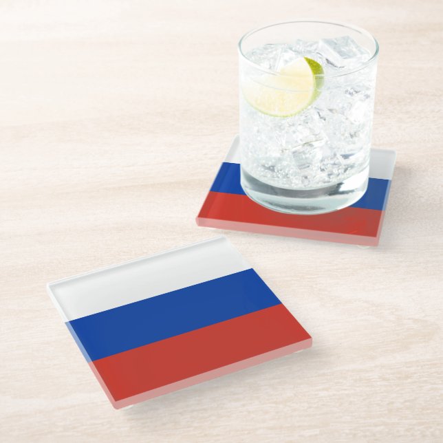 Posavasos De Vidrio Bandera de Rusia (Angular)