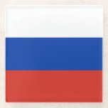 Posavasos De Vidrio Bandera de Rusia<br><div class="desc">Bandera patriótica de Rusia.</div>