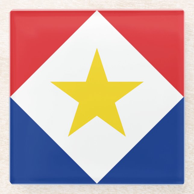 Posavasos De Vidrio Bandera de Saba (Anverso)