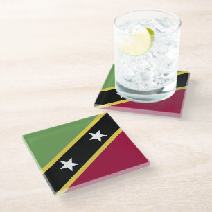 Posavasos De Vidrio Bandera de Saint Kitts y Nevis
