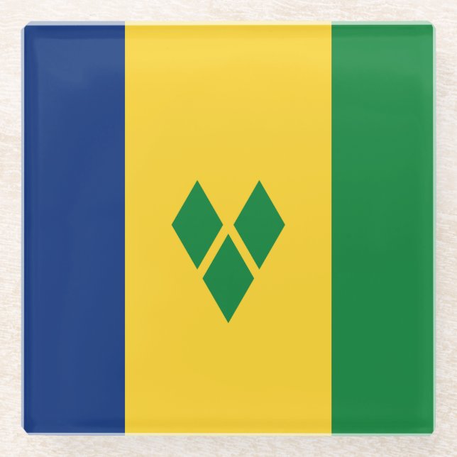 Posavasos De Vidrio Bandera de San Vicente (Anverso)