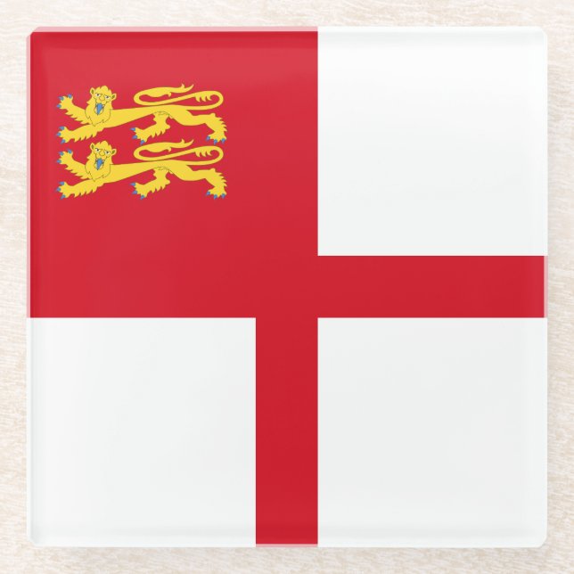 Posavasos De Vidrio Bandera de Sark (Anverso)