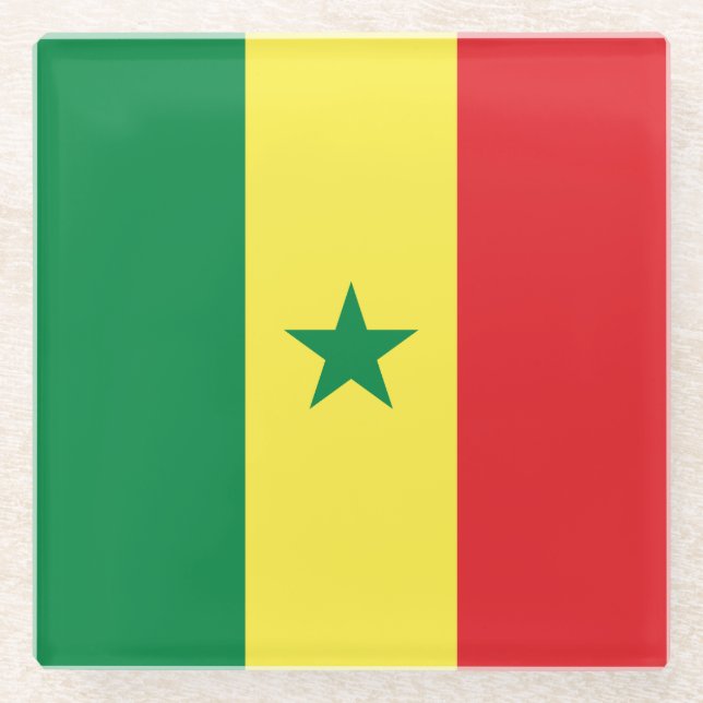 Posavasos De Vidrio Bandera de Senegal (Anverso)