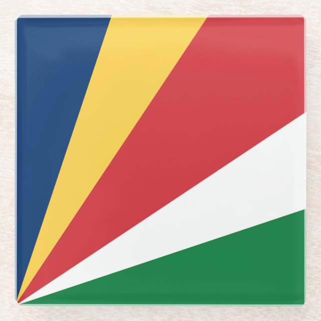Posavasos De Vidrio Bandera de Seychelles (Anverso)