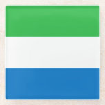 Posavasos De Vidrio Bandera de Sierra Leona<br><div class="desc">Bandera patriótica de Sierra Leona.</div>