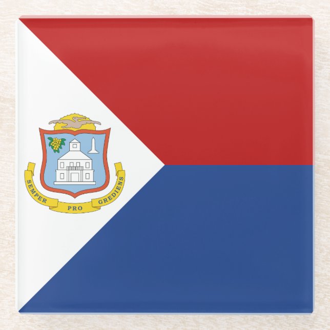 Posavasos De Vidrio Bandera de Sint Maarten (Anverso)