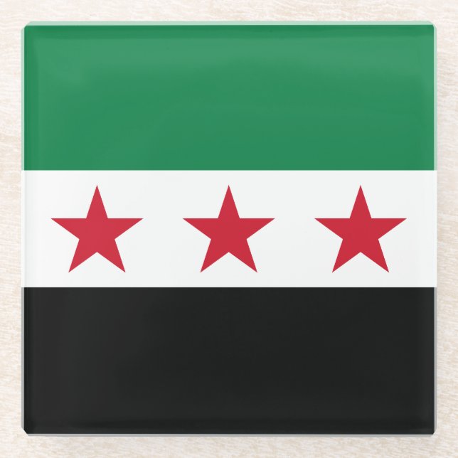 Posavasos De Vidrio Bandera de Siria (Anverso)