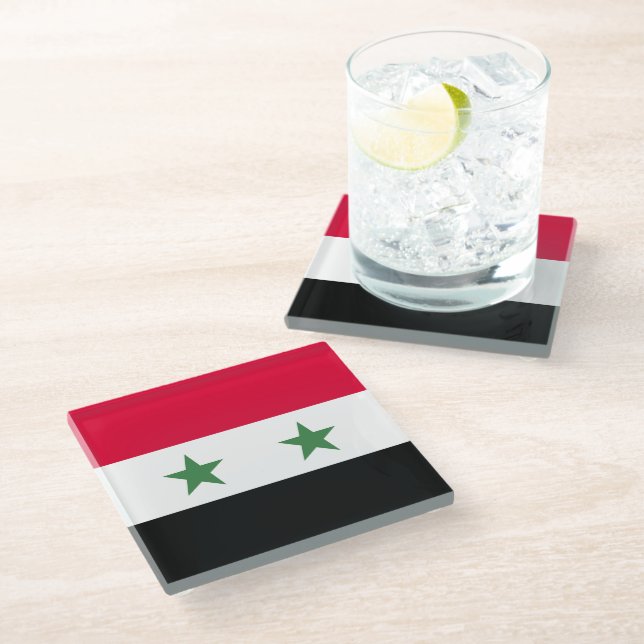 Posavasos De Vidrio Bandera de Siria (Angular)