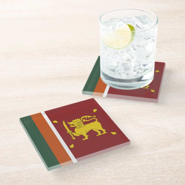 Posavasos De Vidrio Bandera de Sri Lanka (Angular)