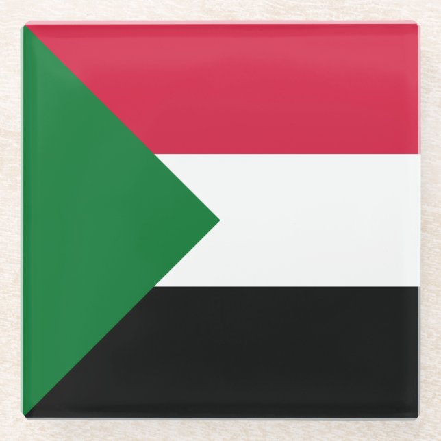 Posavasos De Vidrio Bandera de Sudán (Anverso)