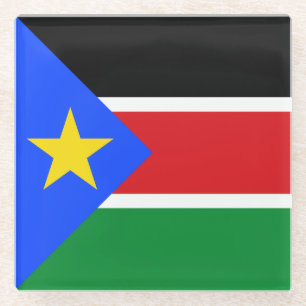 Posavasos De Vidrio Bandera de Sudán del Sur