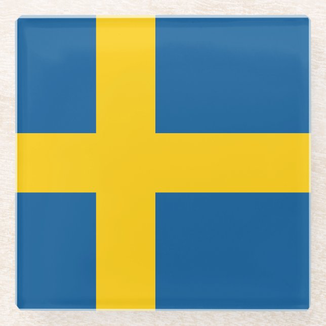 Posavasos De Vidrio Bandera de Suecia (Anverso)