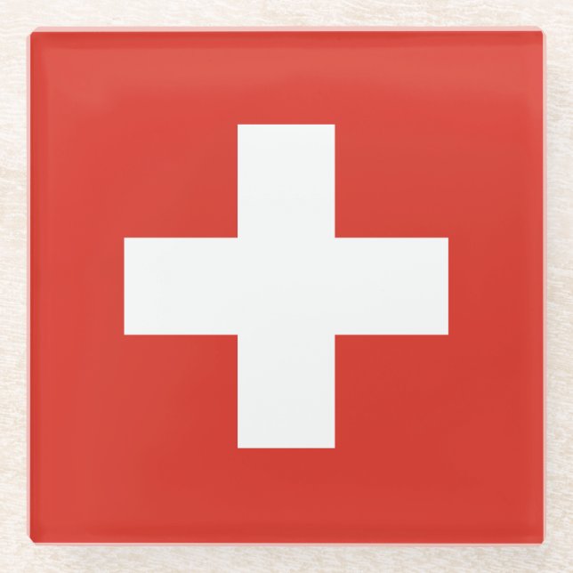 Posavasos De Vidrio Bandera de Suiza (Anverso)