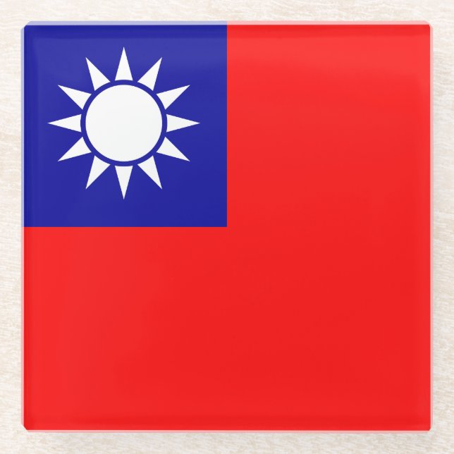 Posavasos De Vidrio Bandera de Taiwán (Anverso)
