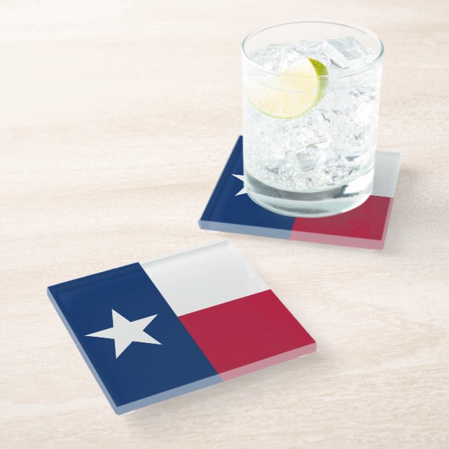 Posavasos De Vidrio Bandera de Texas (Angular)