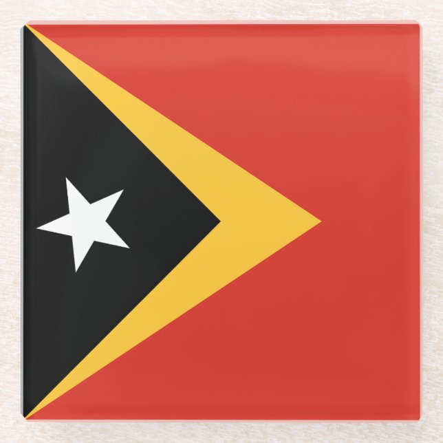 Posavasos De Vidrio Bandera de Timor Oriental (Anverso)