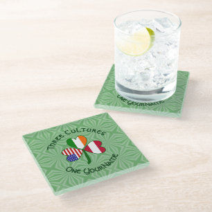 Posavasos De Vidrio Bandera de Trébol Personalizada Austriaca Irlandes