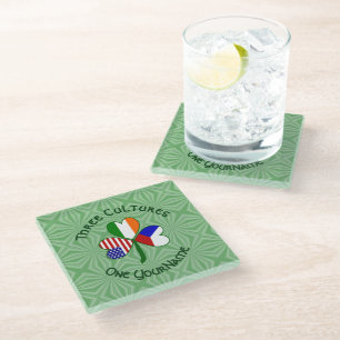 Posavasos De Vidrio Bandera de trébol personalizada de Irlanda de la R