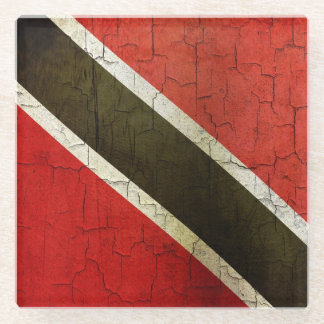 Posavasos De Vidrio Bandera de Trinidad and Tobago del Grunge