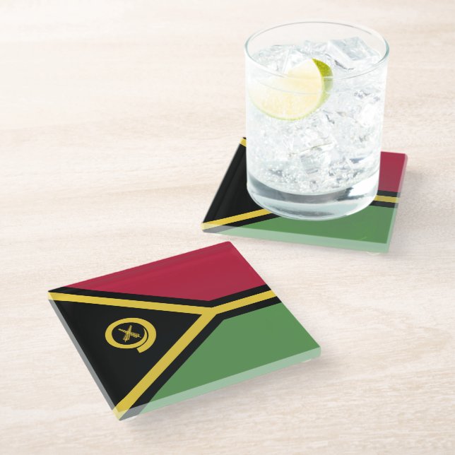 Posavasos De Vidrio Bandera de Vanuatu (Angular)