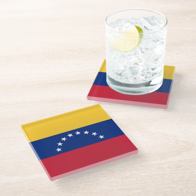 Posavasos De Vidrio Bandera de Venezuela (Angular)