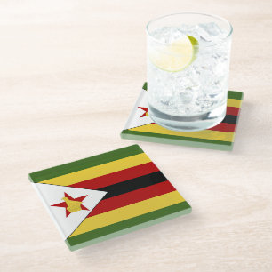 Posavasos De Vidrio Bandera de Zimbabue