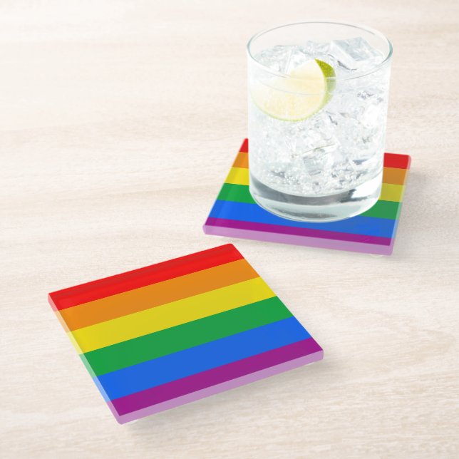 Posavasos De Vidrio Bandera del arco iris (Angular)