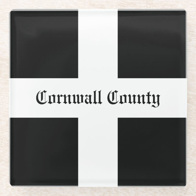 Posavasos De Vidrio Bandera del Condado de Cornwall (Anverso)