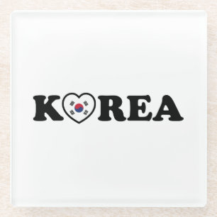 Posavasos De Vidrio Bandera del Corazón de Amor de Corea