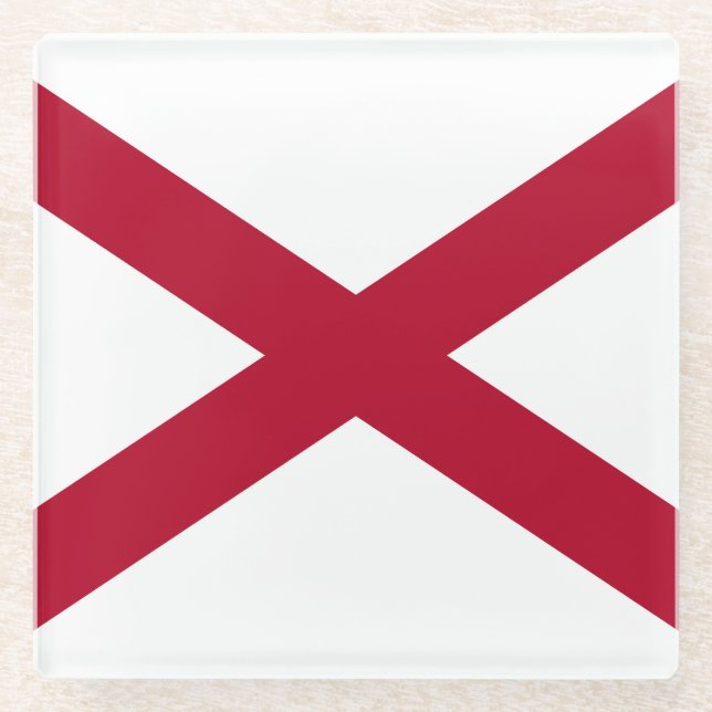 Posavasos De Vidrio Bandera del estado de Alabama (Anverso)