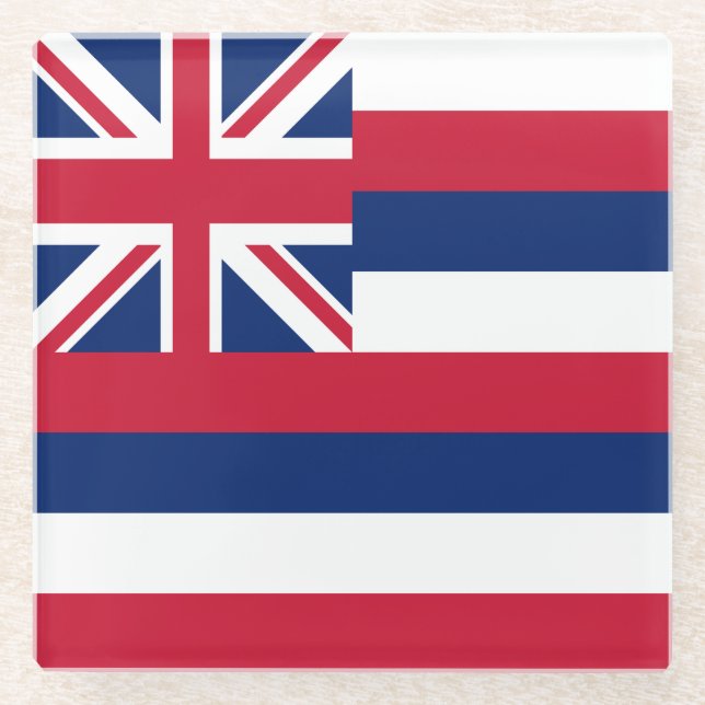 Posavasos De Vidrio Bandera del Estado de Hawái (Anverso)