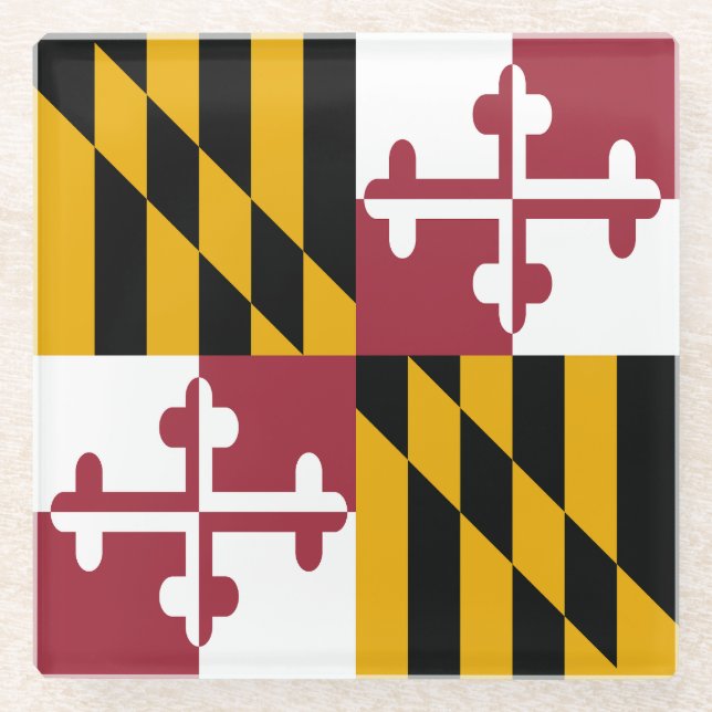 Posavasos De Vidrio Bandera del Estado de Maryland (Anverso)