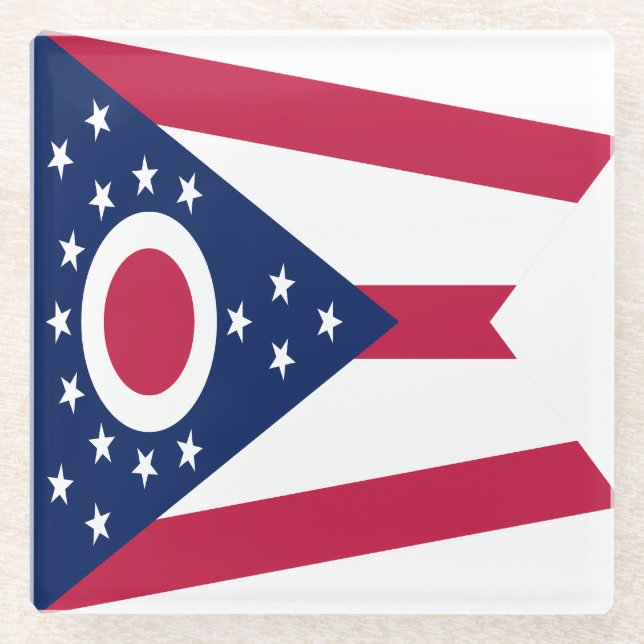 Posavasos De Vidrio Bandera del Estado de Ohio (Anverso)