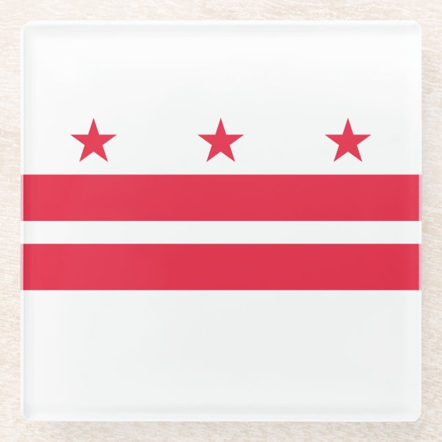 Posavasos De Vidrio Bandera del estado de Washington DC (Anverso)