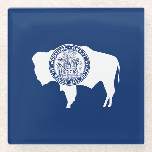 Posavasos De Vidrio Bandera del estado de Wyoming (Anverso)