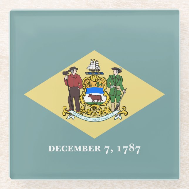 Posavasos De Vidrio Bandera del estado Delaware (Anverso)