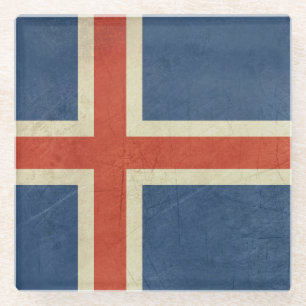 Posavasos De Vidrio Bandera del estado soberano del Grunge de Islandia