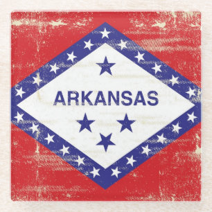 Posavasos De Vidrio Bandera del grunge de Arkansas