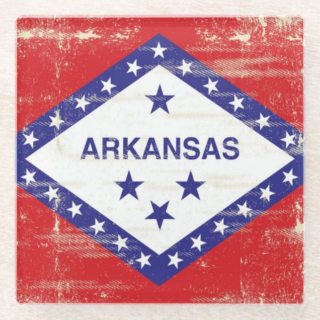Posavasos De Vidrio Bandera del grunge de Arkansas (Anverso)