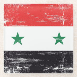 Posavasos De Vidrio Bandera del Grunge de Siria