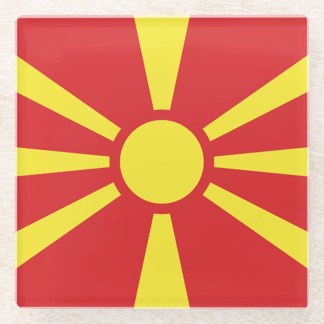 Posavasos De Vidrio Bandera del Norte de Macedonia (Anverso)